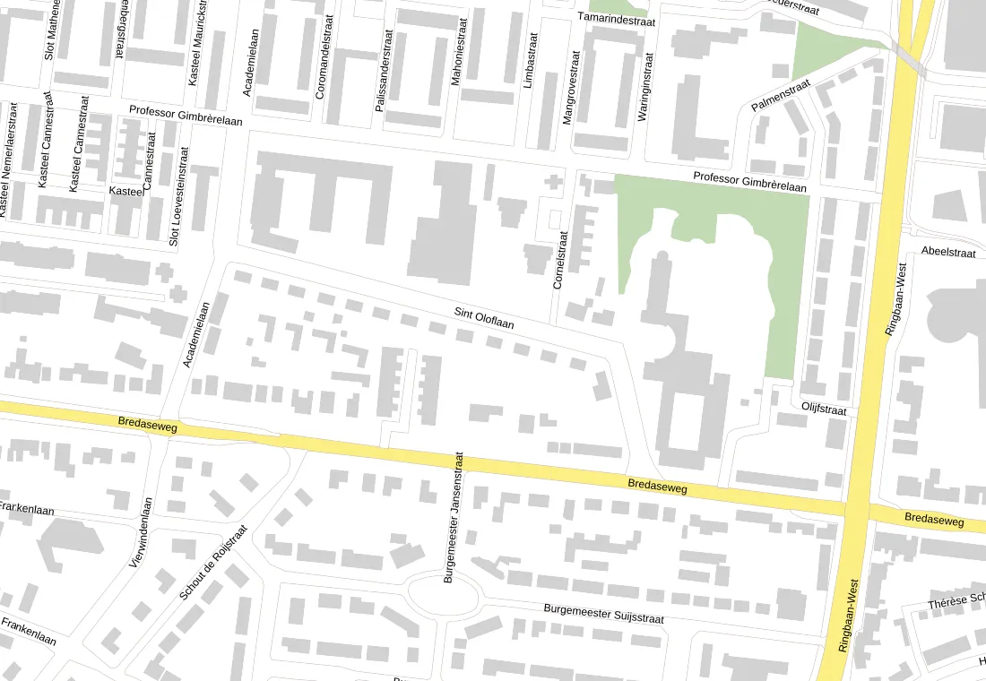Plattegrond rond de St. Oloflaan in Tilburg
